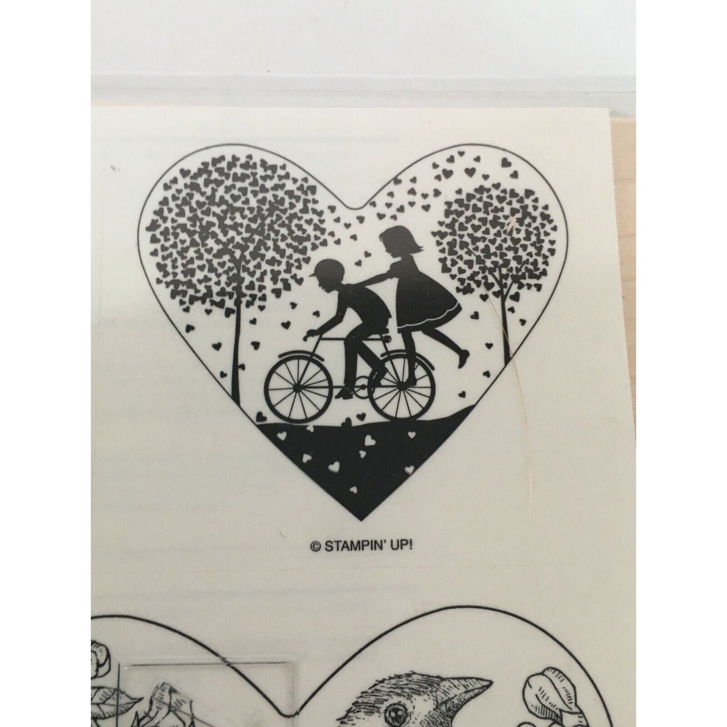 Stampin Up Rubber Stamp Set Take It to Heart Bird Bike Valentines Day Banner