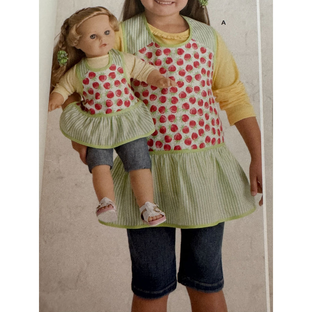 Simplicity Sewing Pattern 2465 Matching Aprons For Girls and 18 inch Dolls S M L