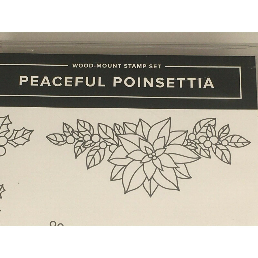 Stampin Up Peaceful Poinsettia Rubber Stamp Set Christmas Holly Berries Peace
