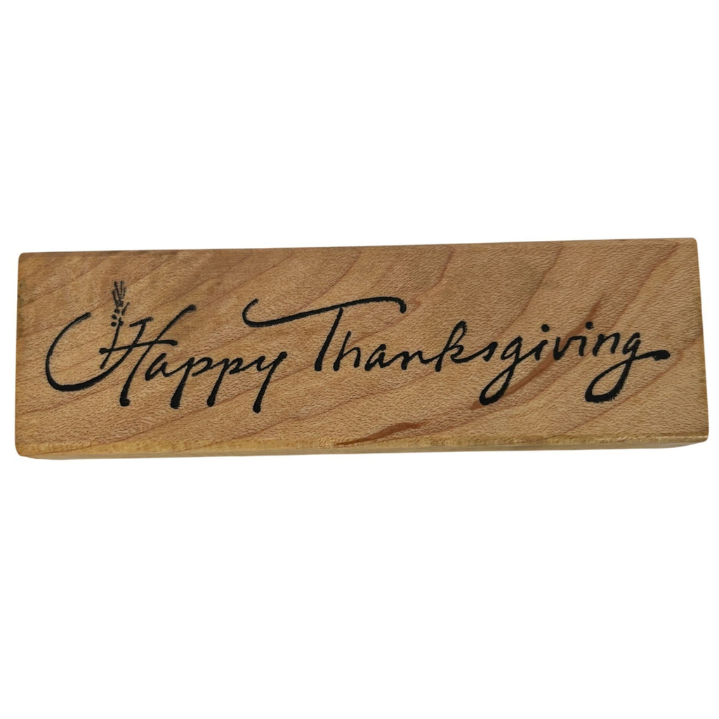 Delafield Rubber Stamp Happy Thanksgiving Wheat Script Cardmaking Sentiment Fall Autumn Words Holidays