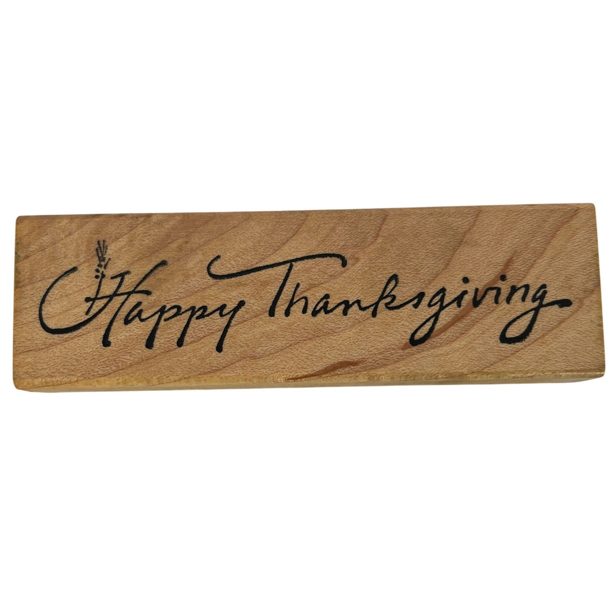 Delafield Rubber Stamp Happy Thanksgiving Wheat Script Cardmaking Sentiment Fall Autumn Words Holidays