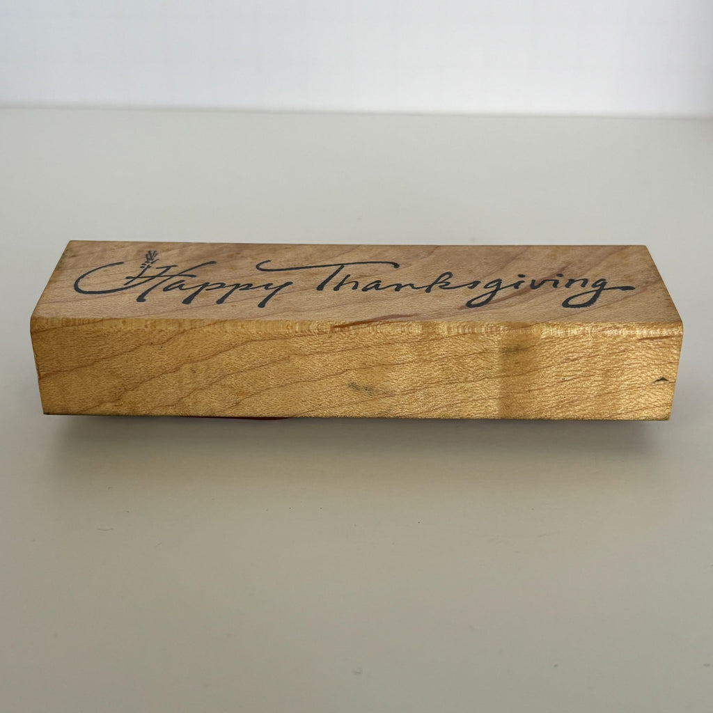 Delafield Rubber Stamp Happy Thanksgiving Wheat Script Cardmaking Sentiment Fall Autumn Words Holidays