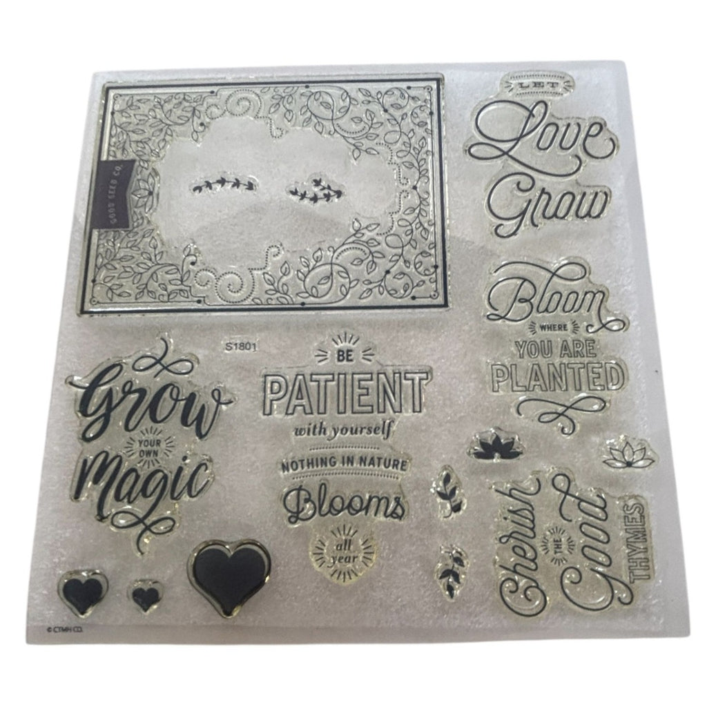 CTMH Acrylic Stamp Set Bloom and Grow Flower Garden Seed Packet My Acrylix S1801
