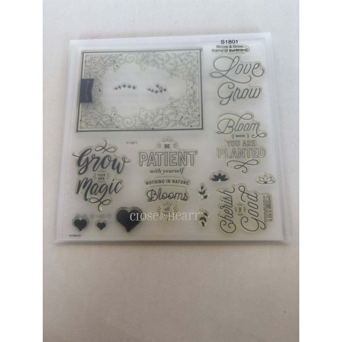 CTMH Acrylic Stamp Set Bloom and Grow Flower Garden Seed Packet My Acrylix S1801