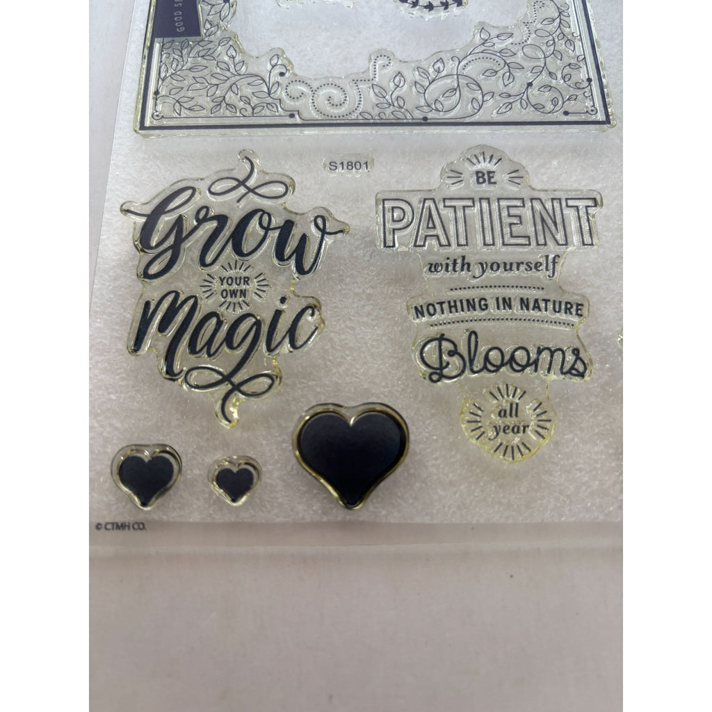 CTMH Acrylic Stamp Set Bloom and Grow Flower Garden Seed Packet My Acrylix S1801