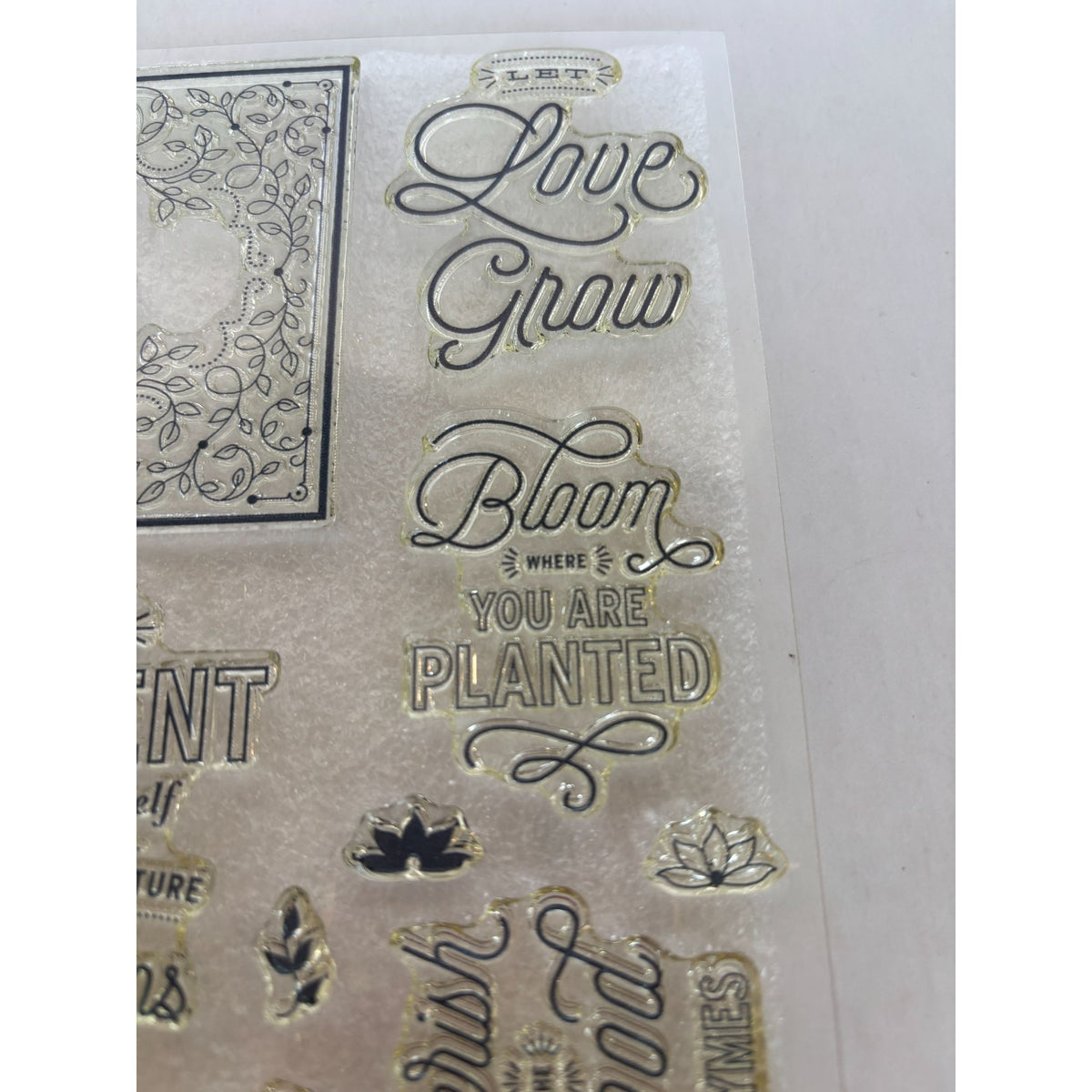 CTMH Acrylic Stamp Set Bloom and Grow Flower Garden Seed Packet My Acrylix S1801