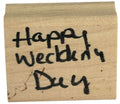 Happy Wedding Day Rubber Stamp Cursive Sentiment Card Making Word Elegant Script