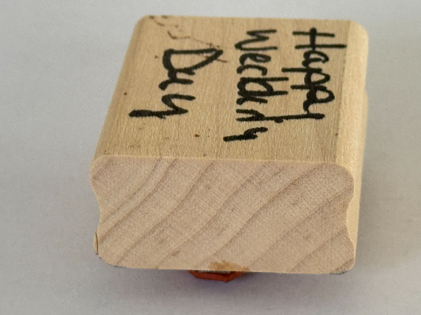 Happy Wedding Day Rubber Stamp Cursive Sentiment Card Making Word Elegant Script