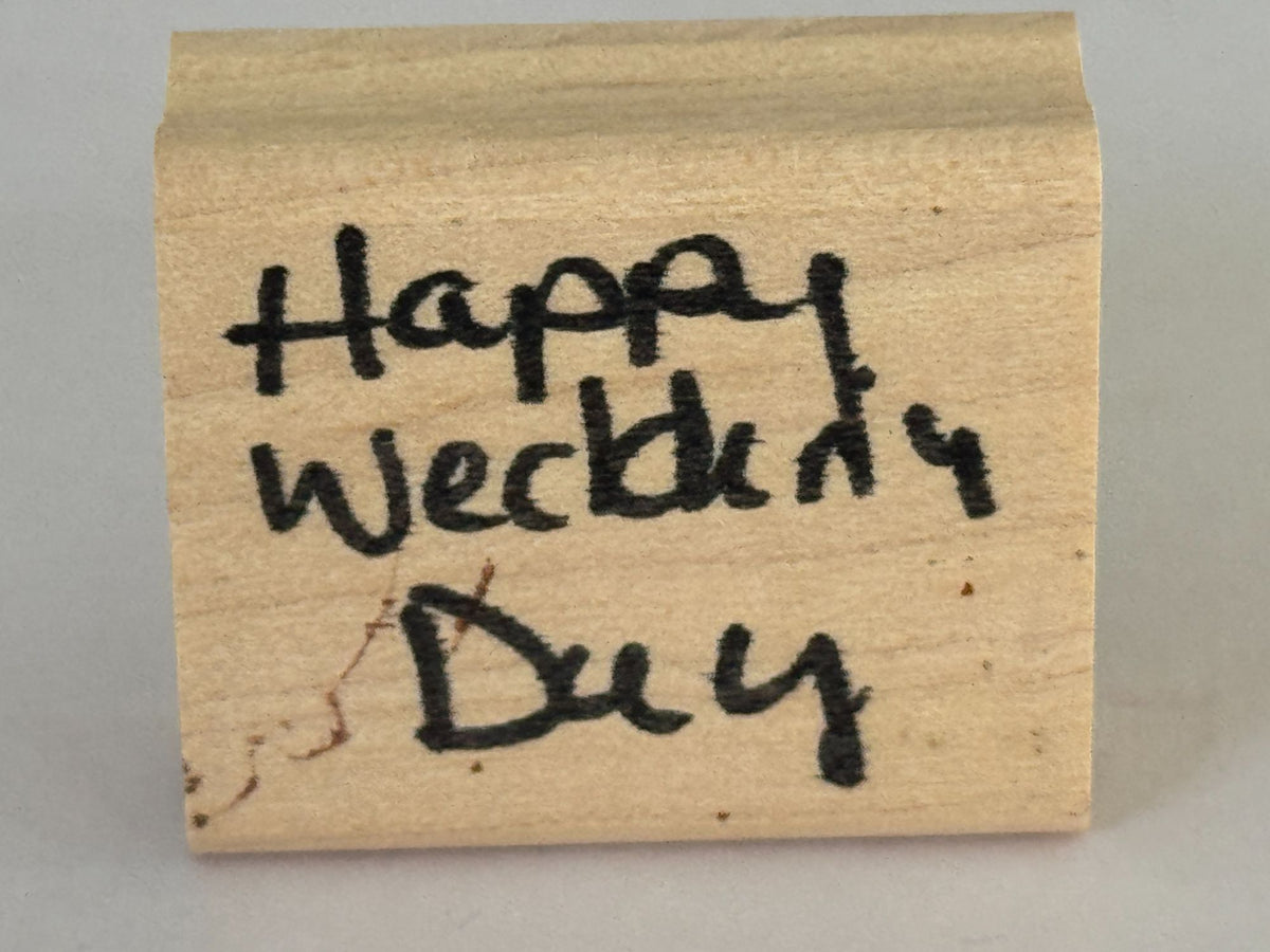 Happy Wedding Day Rubber Stamp Cursive Sentiment Card Making Word Elegant Script