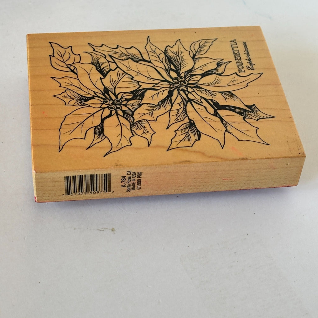 PSX Poinsettia Rubber Stamp K-784 Botanical Christmas Floral Holiday Card Making Scrapbooking
