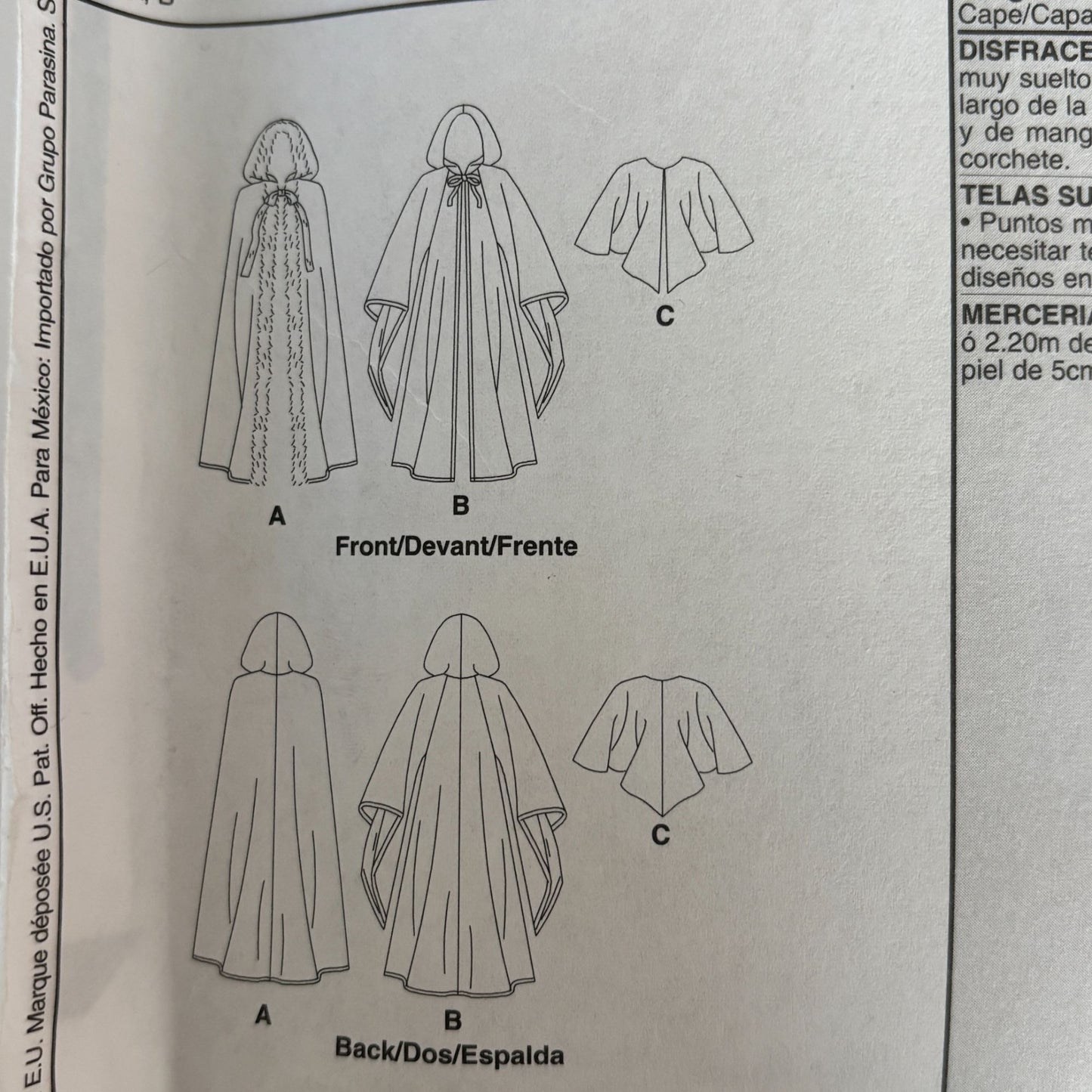 McCalls Sewing Pattern M5957 Adult Easy Halloween Costume Cloak Cape Cosplay Renaissance S-XL Uncut