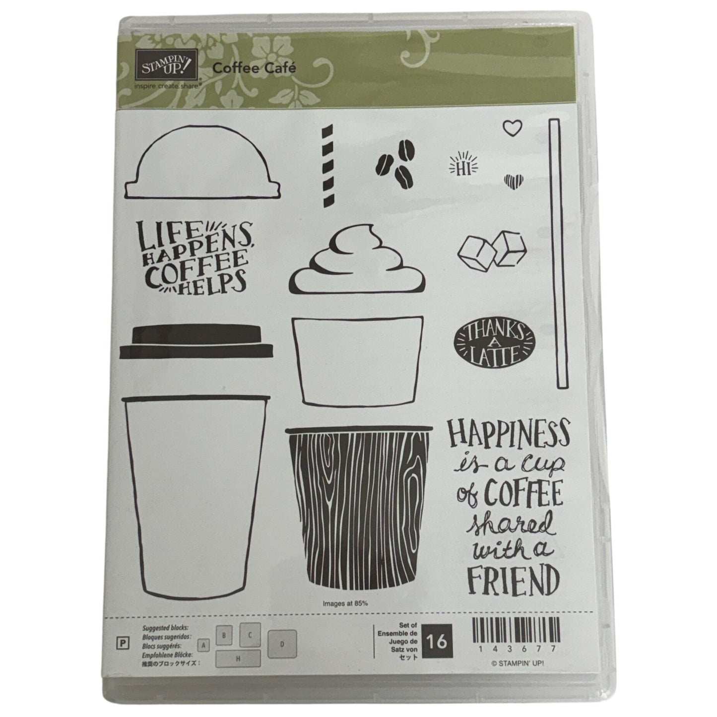 Stampin Up Coffee Cafe Acrylic Stamps Thanks a Latte Friends Cardmaking Drink Ice Straw