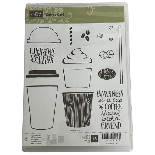 Stampin Up Coffee Cafe Acrylic Stamps Thanks a Latte Friends Cardmaking Drink Ice Straw