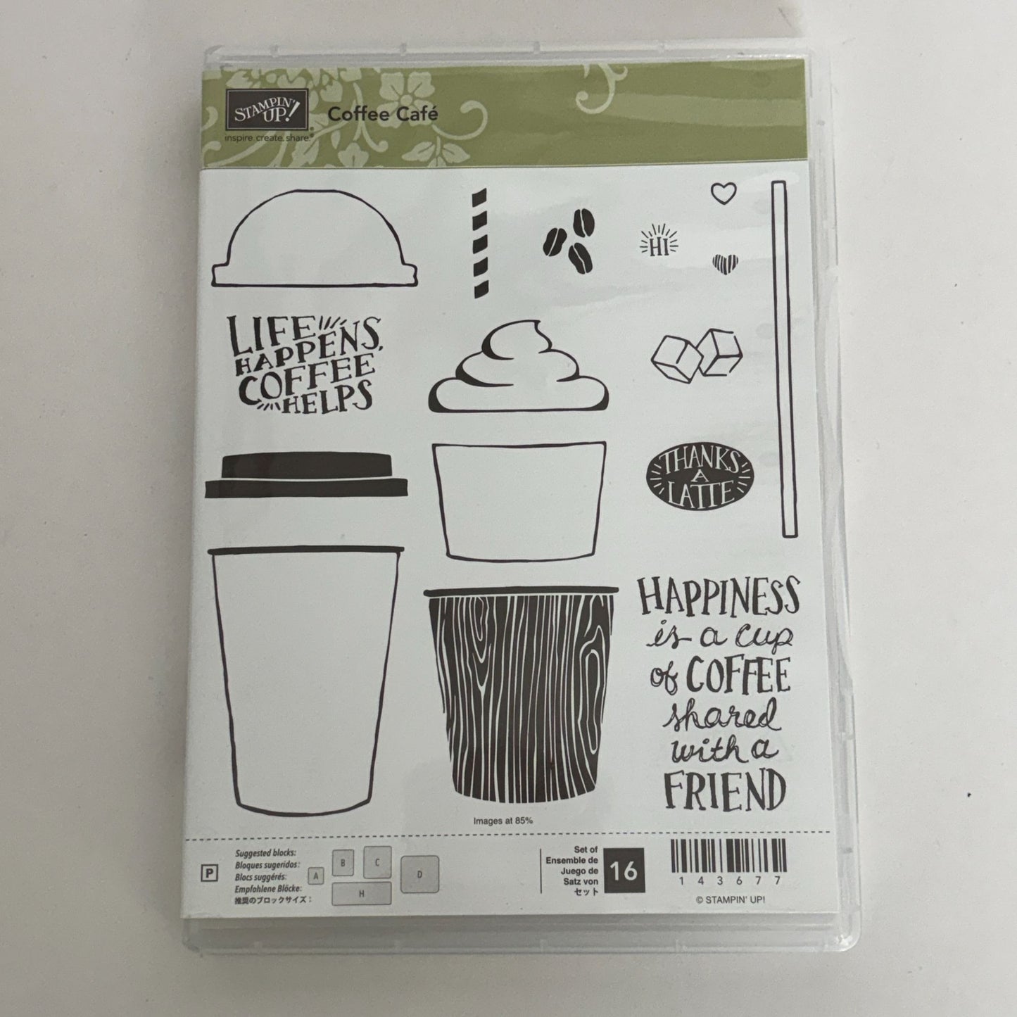Stampin Up Coffee Cafe Acrylic Stamps Thanks a Latte Friends Cardmaking Drink Ice Straw