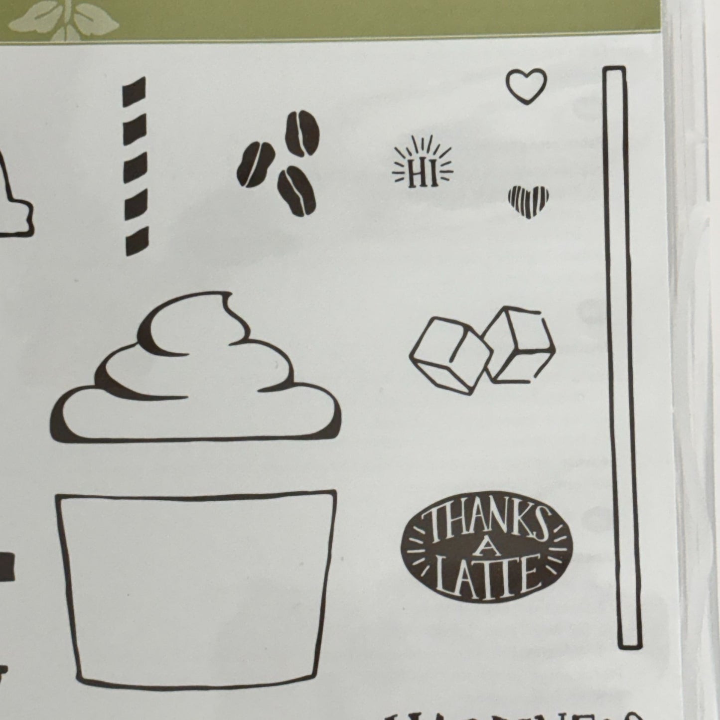 Stampin Up Coffee Cafe Acrylic Stamps Thanks a Latte Friends Cardmaking Drink Ice Straw