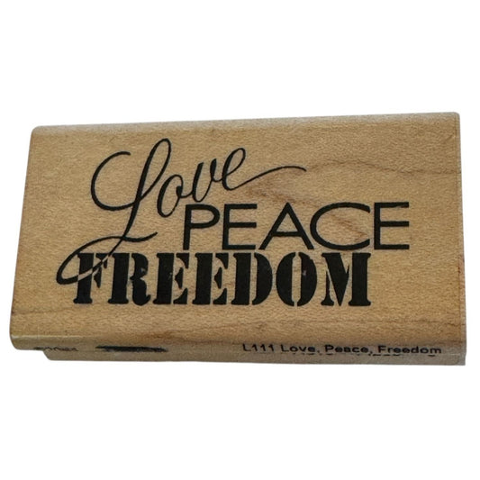 Stampendous Rubber Stamp Love Peace Freedom Words Sentiment Hippie Card Making