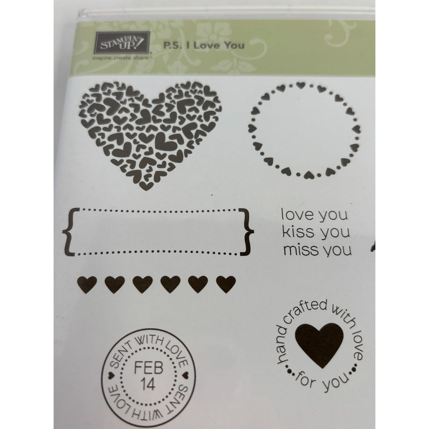 Stampin Up Valentines Day Rubber Stamps PS I Love You Set Handcrafted with Love