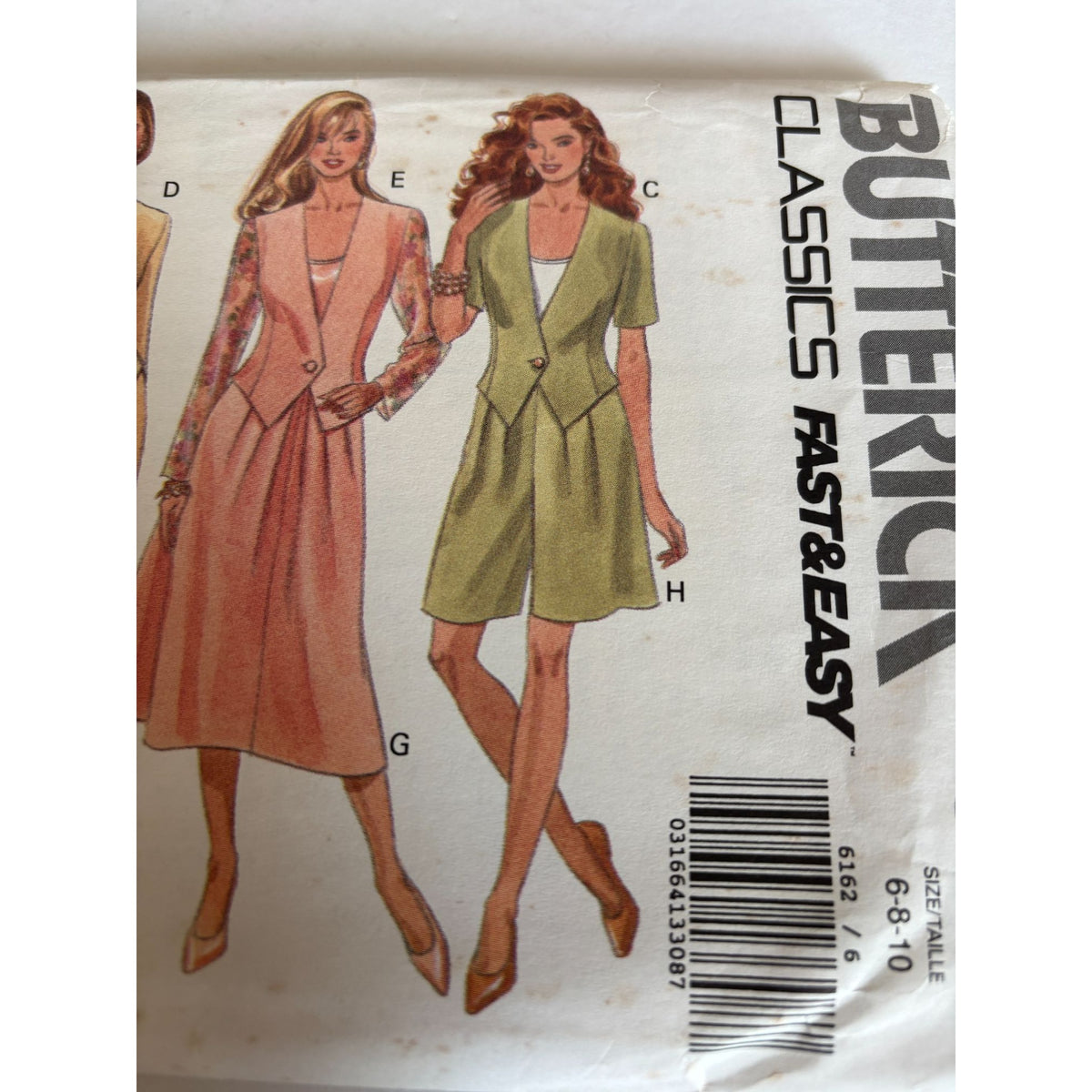Butterick Sewing Pattern 6162 Career Skirt Suit Jacket Shorts Blazer UC 6 8 10