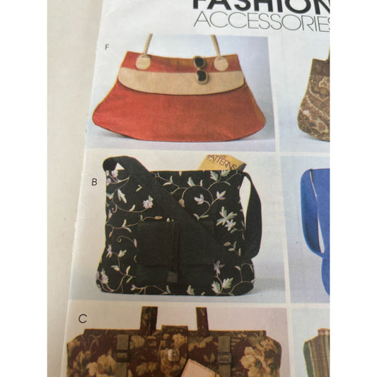 McCalls Sewing Pattern M4608 Handbags Totes Shoulder Bags Fashion Accessories UC