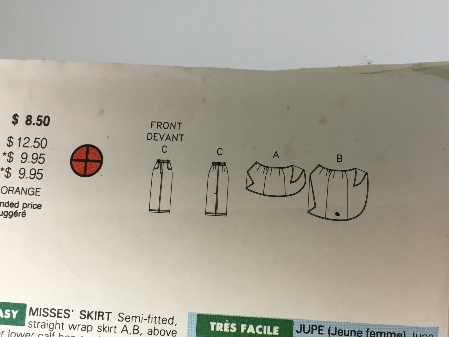 Butterick Sewing Pattern 6596 Wrap Skirt Minimalist Modest Work 1990s 6 8 10 UC
