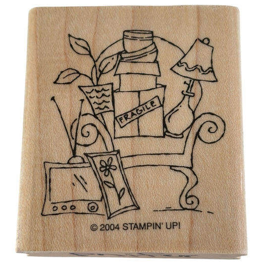 Stampin Up Rubber Stamp Fragile Box Moving Day Card Making Real Estate Realtor