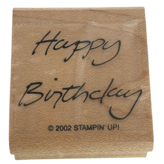 Stampin Up Wood Rubber Stamp Happy Birthday Card Making Words Sentiment Craft