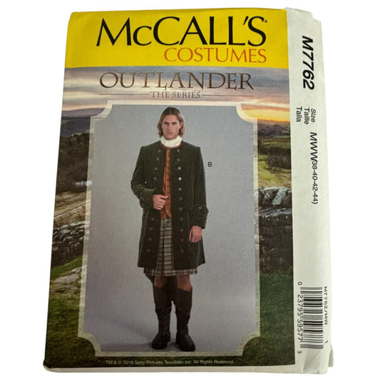 McCalls Sewing Pattern M7762 Outlander Coat Costume Mens Highland 38-44 Uncut