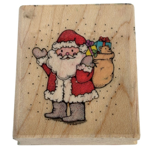 Hero Arts Rubber Stamp Snow Santa with Gift Sack Bag Holidays Christmas Small