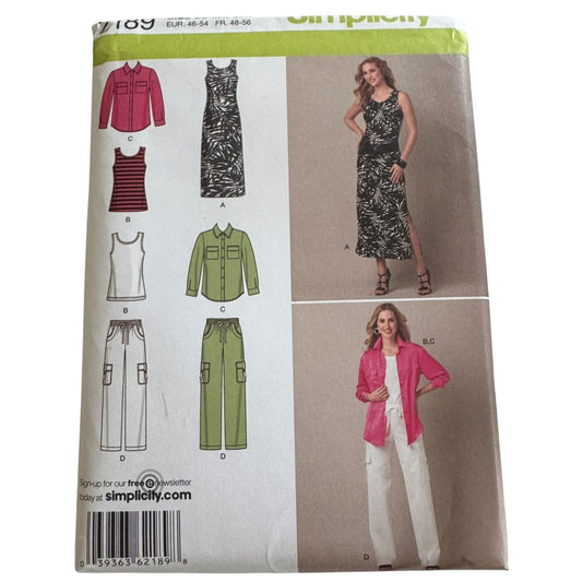 Simplicity Sewing Pattern 2189 Dress Top Pants Shirt Women Plus Size 20W-28W UC
