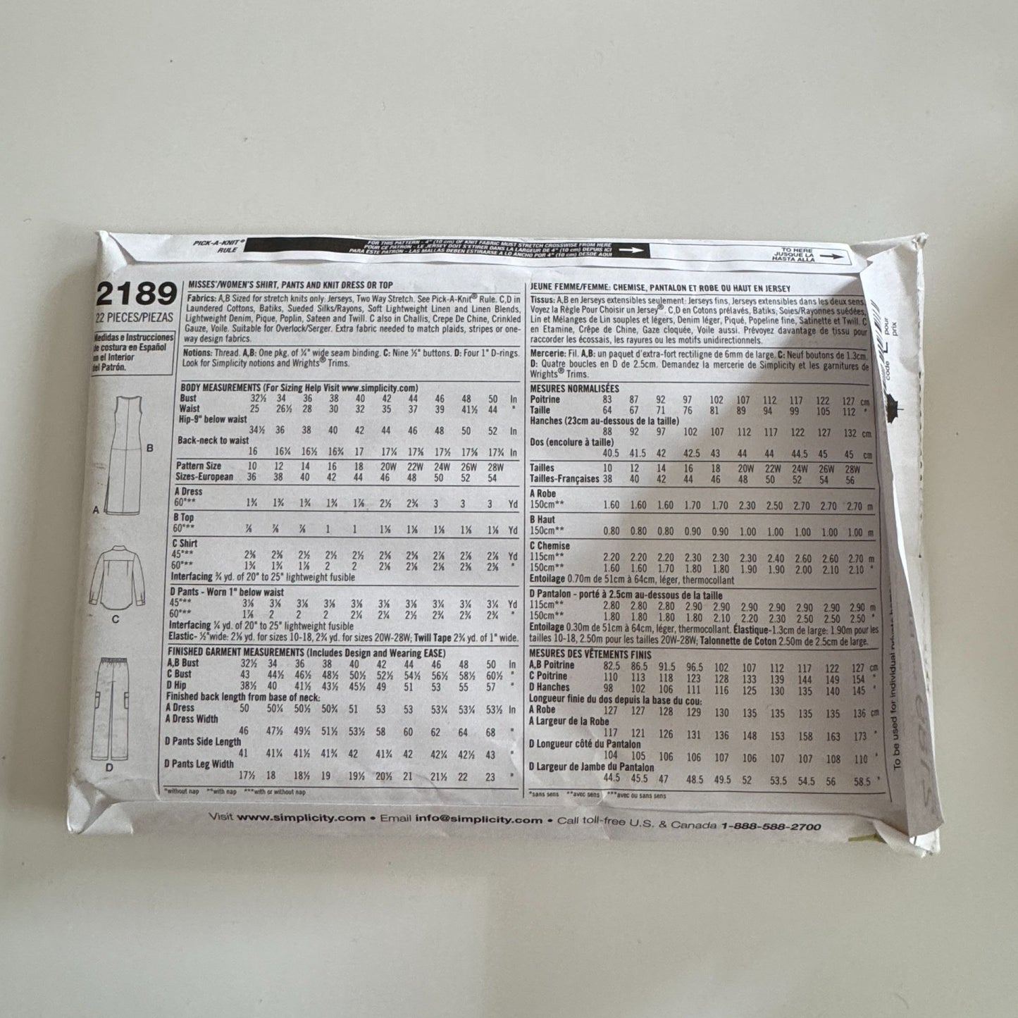 Simplicity Sewing Pattern 2189 Dress Top Pants Shirt Women Plus Size 20W-28W UC