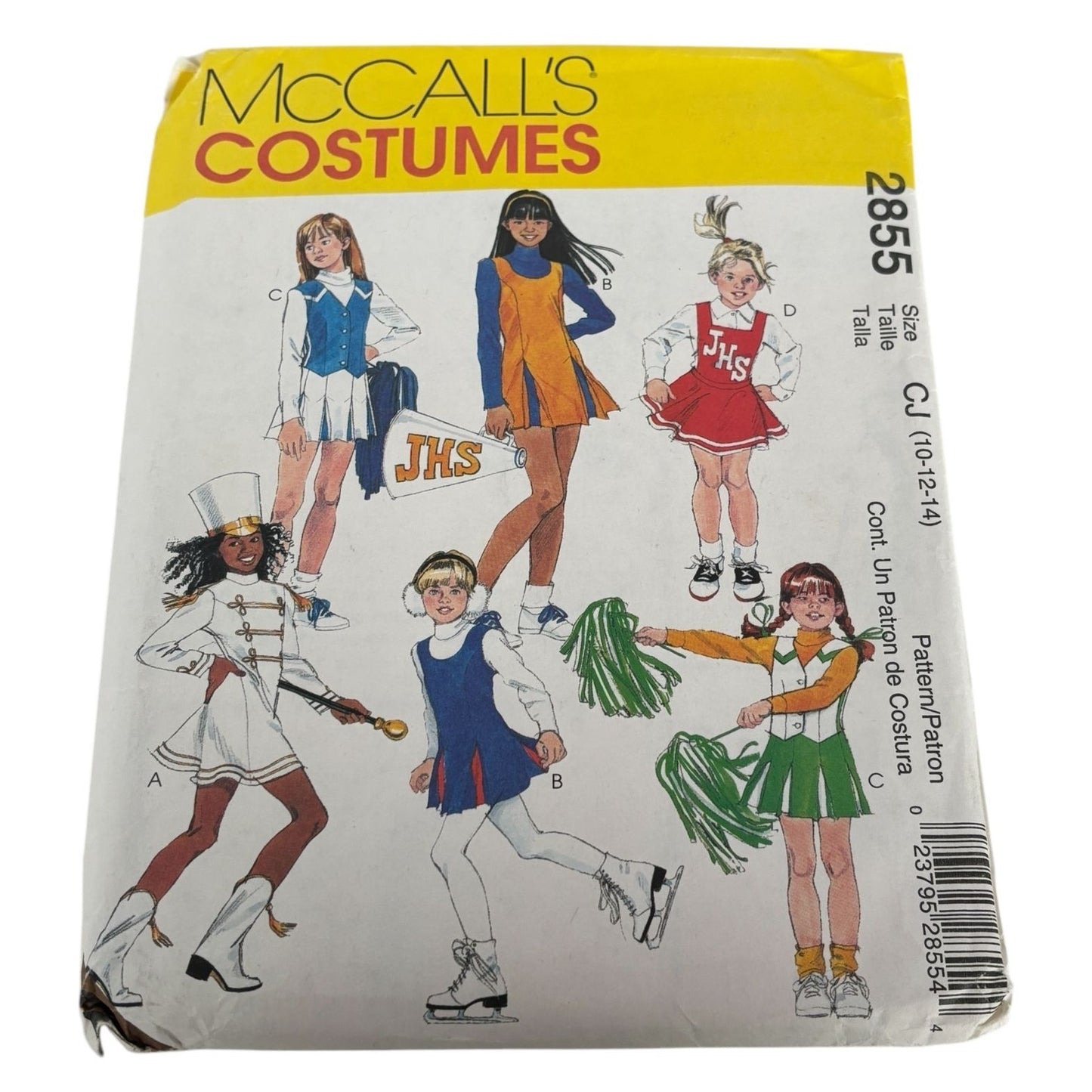 McCalls Sewing Pattern 2855 Cheerleader Majorette Costume Girls 10 12 14 Uncut
