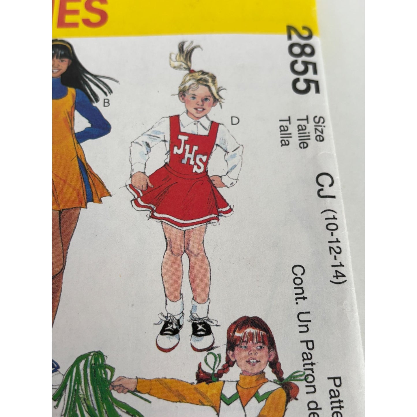 McCalls Sewing Pattern 2855 Cheerleader Majorette Costume Girls 10 12 14 Uncut