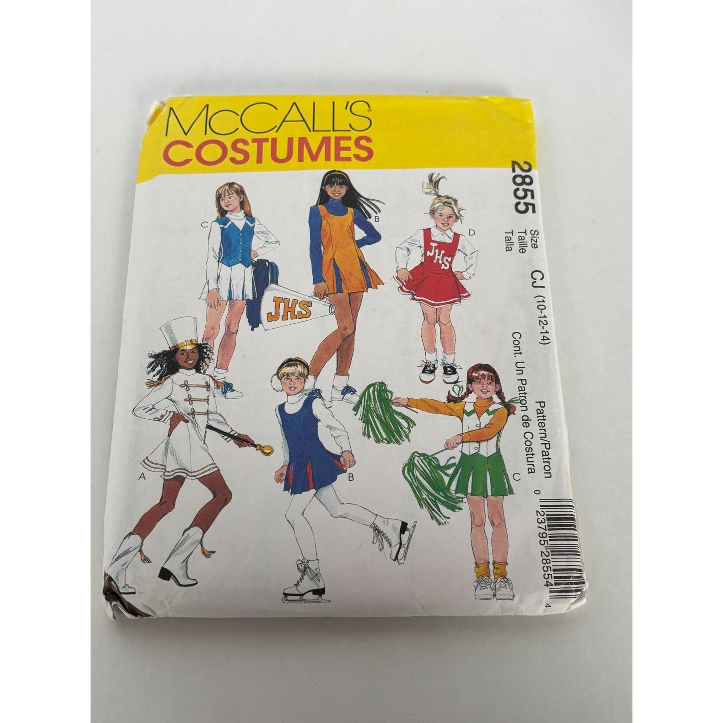McCalls Sewing Pattern 2855 Cheerleader Majorette Costume Girls 10 12 14 Uncut