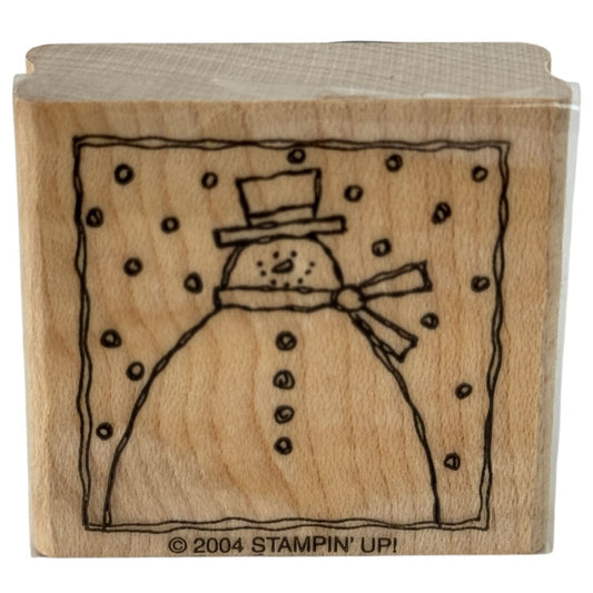 Stampin Up Wooden Rubber Stamp Snowman Square Christmas Card Making Winter Craft