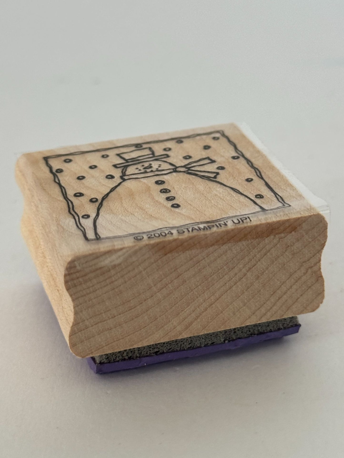 Stampin Up Wooden Rubber Stamp Snowman Square Christmas Card Making Winter Craft