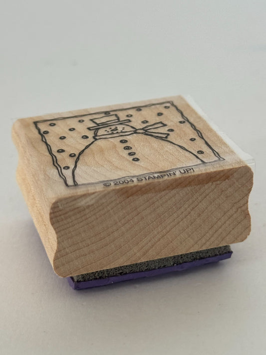 Stampin Up Wooden Rubber Stamp Snowman Square Christmas Card Making Winter Craft