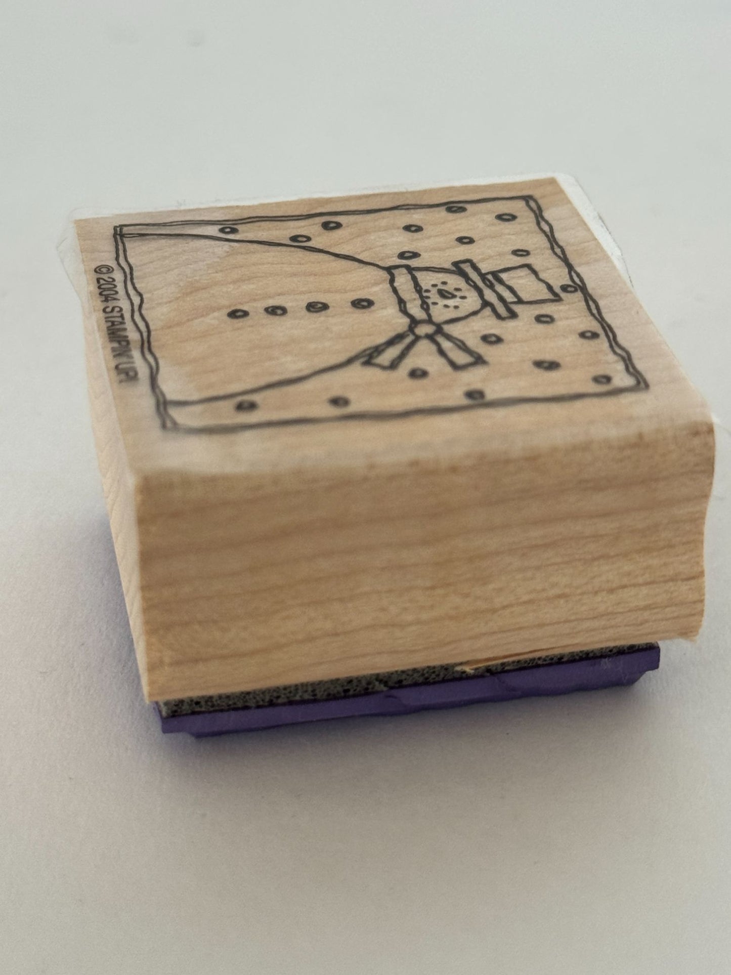Stampin Up Wooden Rubber Stamp Snowman Square Christmas Card Making Winter Craft