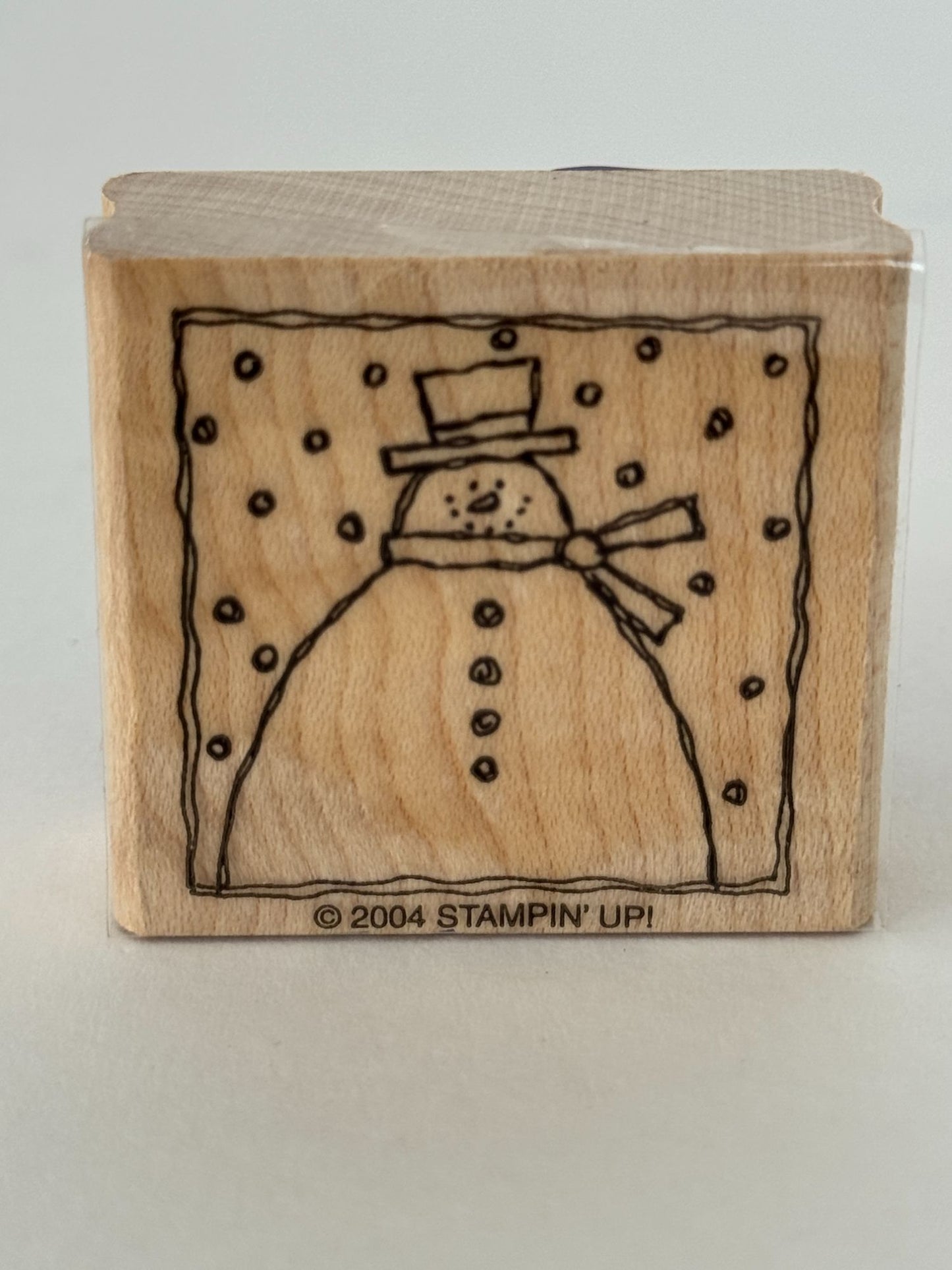 Stampin Up Wooden Rubber Stamp Snowman Square Christmas Card Making Winter Craft