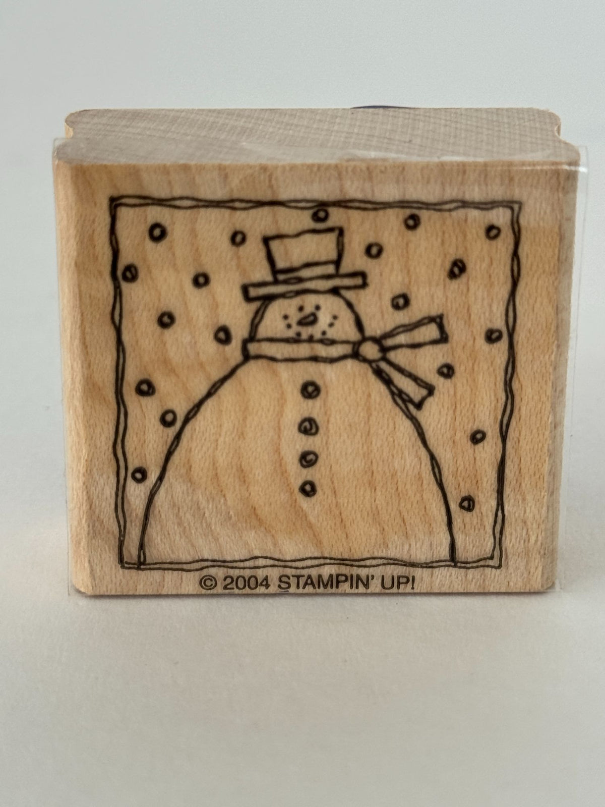 Stampin Up Wooden Rubber Stamp Snowman Square Christmas Card Making Winter Craft