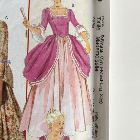 McCalls Sewing Pattern M6139 Colonial Dress Historical Costume 8-22 Uncut Bonnet American History