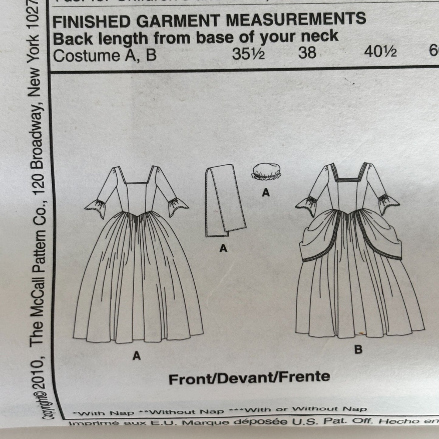 McCalls Sewing Pattern M6139 Colonial Dress Historical Costume 8-22 Uncut Bonnet American History