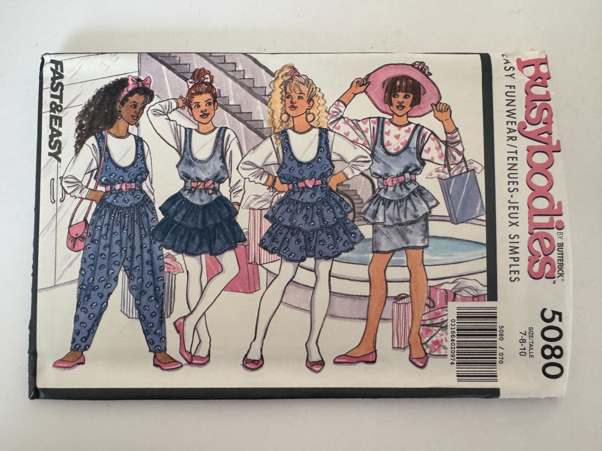 Butterick Sewing Pattern 5080 Busybodies Girls Jumper Jumpsuit Shirt Easy 7 8 10
