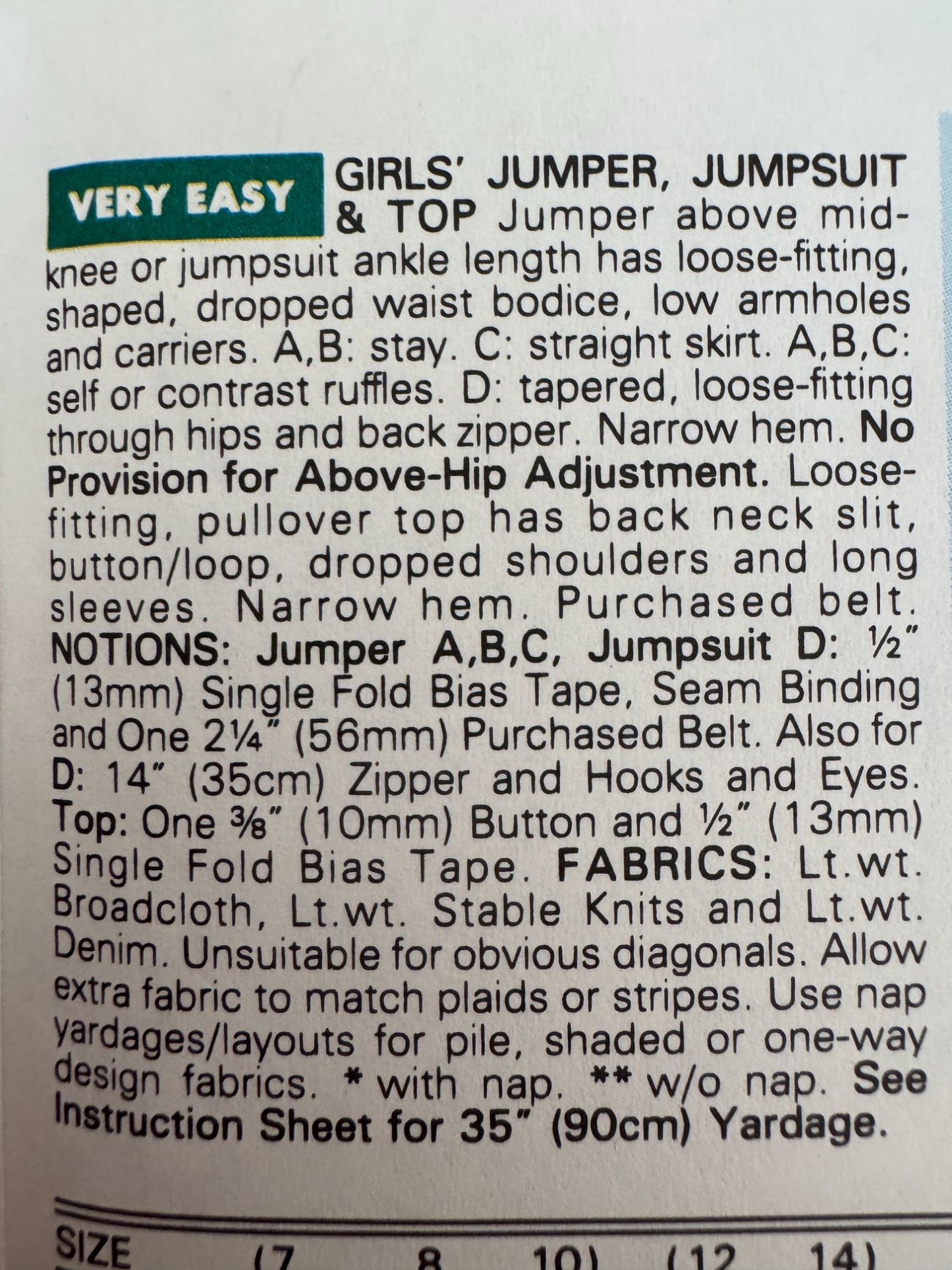 Butterick Sewing Pattern 5080 Busybodies Girls Jumper Jumpsuit Shirt Easy 7 8 10