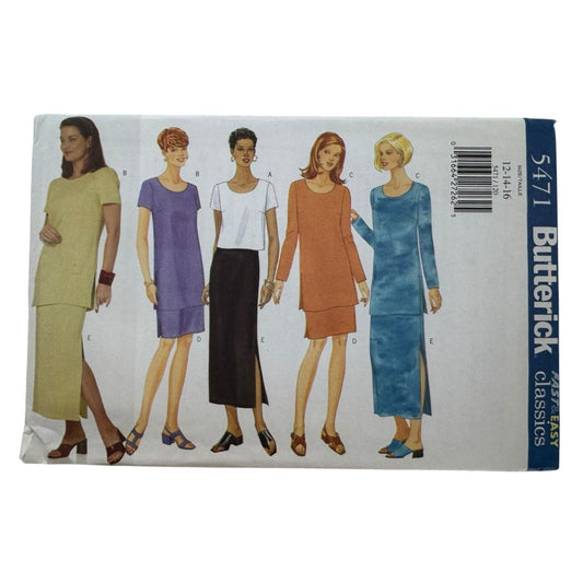 Butterick Sewing Pattern 5471 Top Tunic Skirt Fast Modest Classic 12 14 16 Uncut