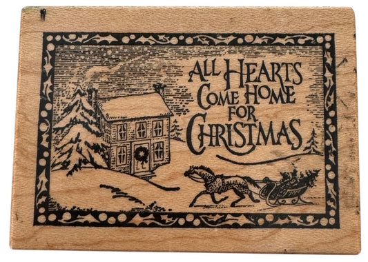 PSX Rubber Stamp All Hearts Come Home for Christmas Sleigh Winter Holidays F-324