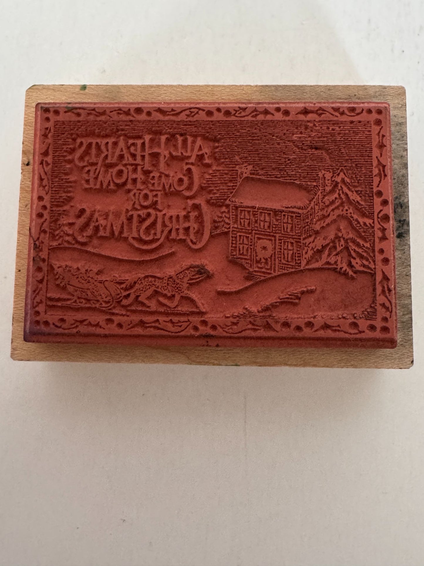 PSX Rubber Stamp All Hearts Come Home for Christmas Sleigh Winter Holidays F-324
