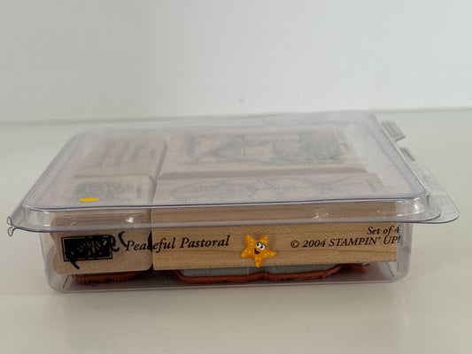 Stampin Up Wood Rubber Stamps Peaceful Pastoral Farm Barn Tractor Weather Vane