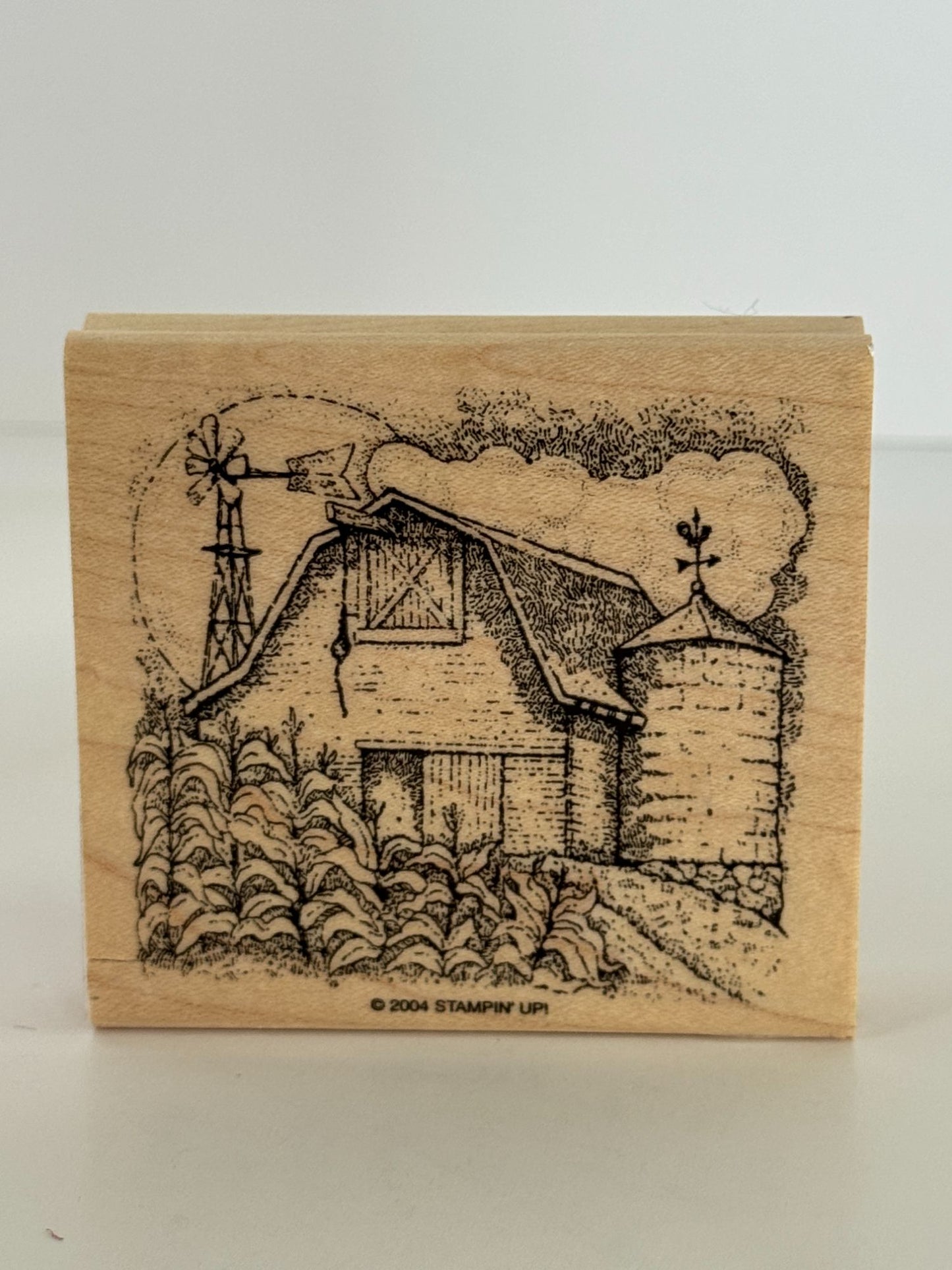 Stampin Up Wood Rubber Stamps Peaceful Pastoral Farm Barn Tractor Weather Vane