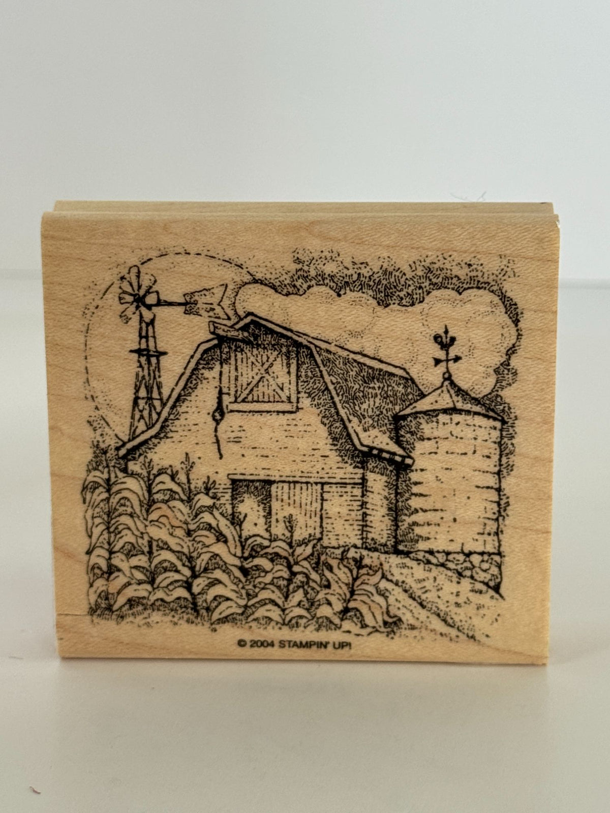Stampin Up Wood Rubber Stamps Peaceful Pastoral Farm Barn Tractor Weather Vane