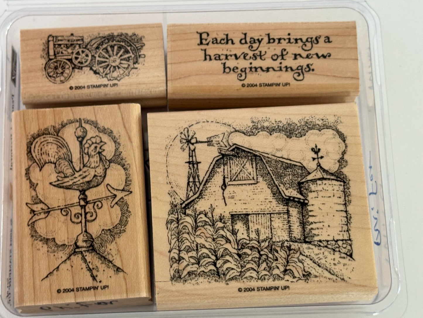 Stampin Up Wood Rubber Stamps Peaceful Pastoral Farm Barn Tractor Weather Vane